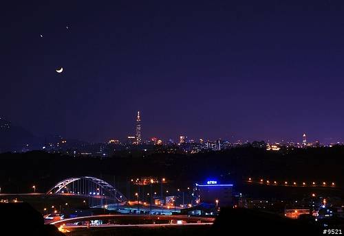 Venus, Jupiter, and the Crescent Moon on Dec. 1, 2008 in Kuala Lumpur, Malaysia